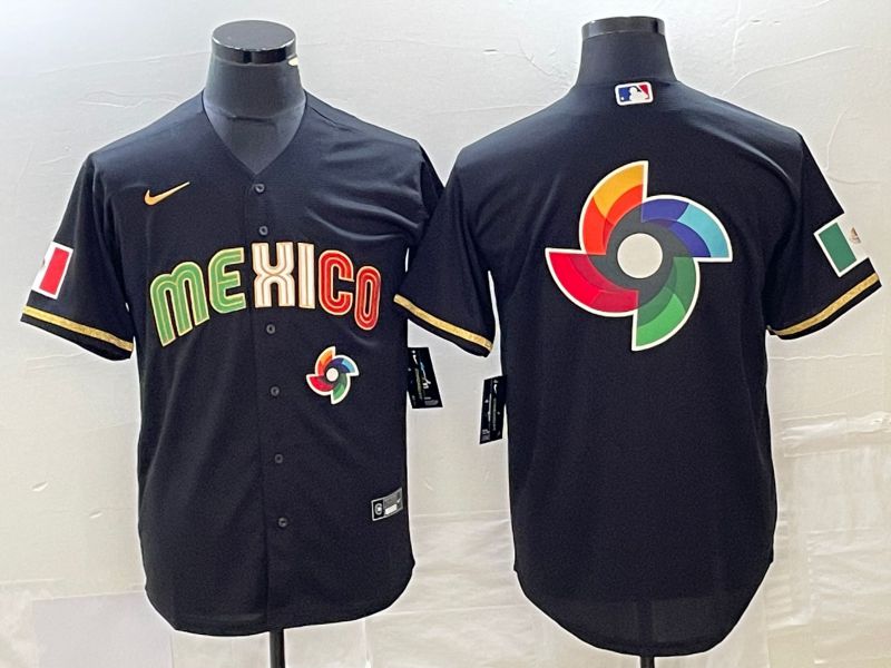 Men 2023 World Cub Mexico Blank Black gold Nike MLB Jersey13